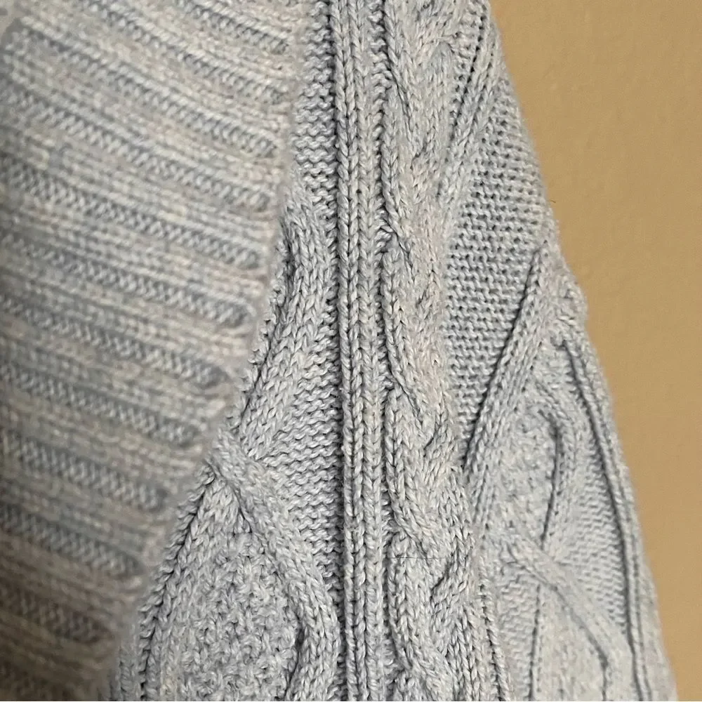 Polo Jeans Ralph Lauren Light Blue Cotton Cable Knit Hooded Sweater Size Large